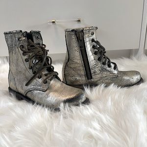 Freebird Manchester Silver Metallic Crackle Lace Up Boot